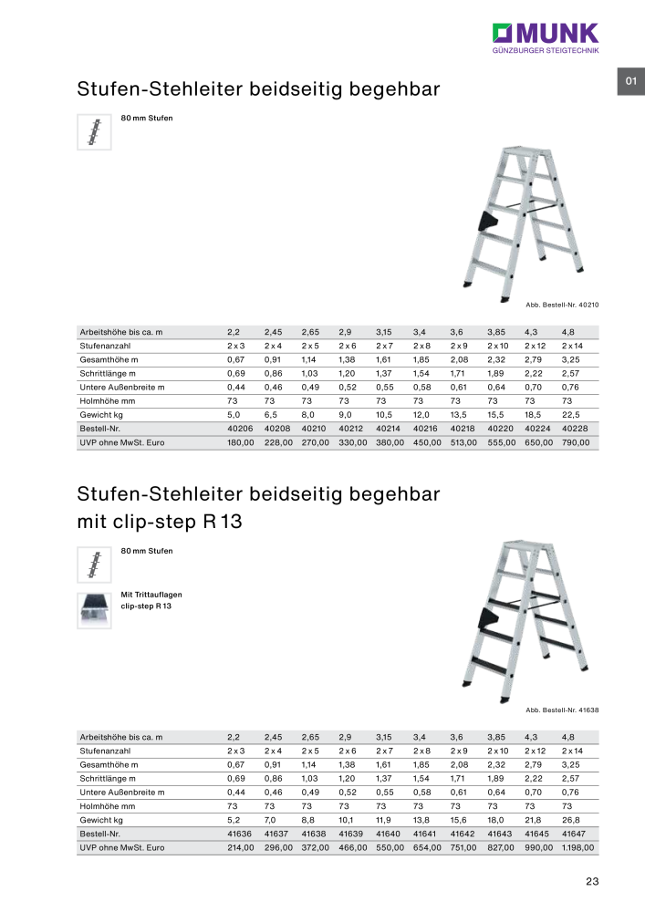 MUNK - Leitern, Plattformen, Podesttreppen und FlexxLift NR.: 20318 - Pagina 23