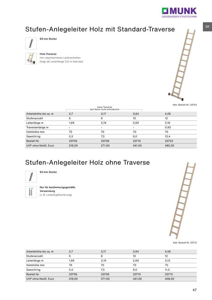 MUNK - Leitern, Plattformen, Podesttreppen und FlexxLift NR.: 20318 - Pagina 47