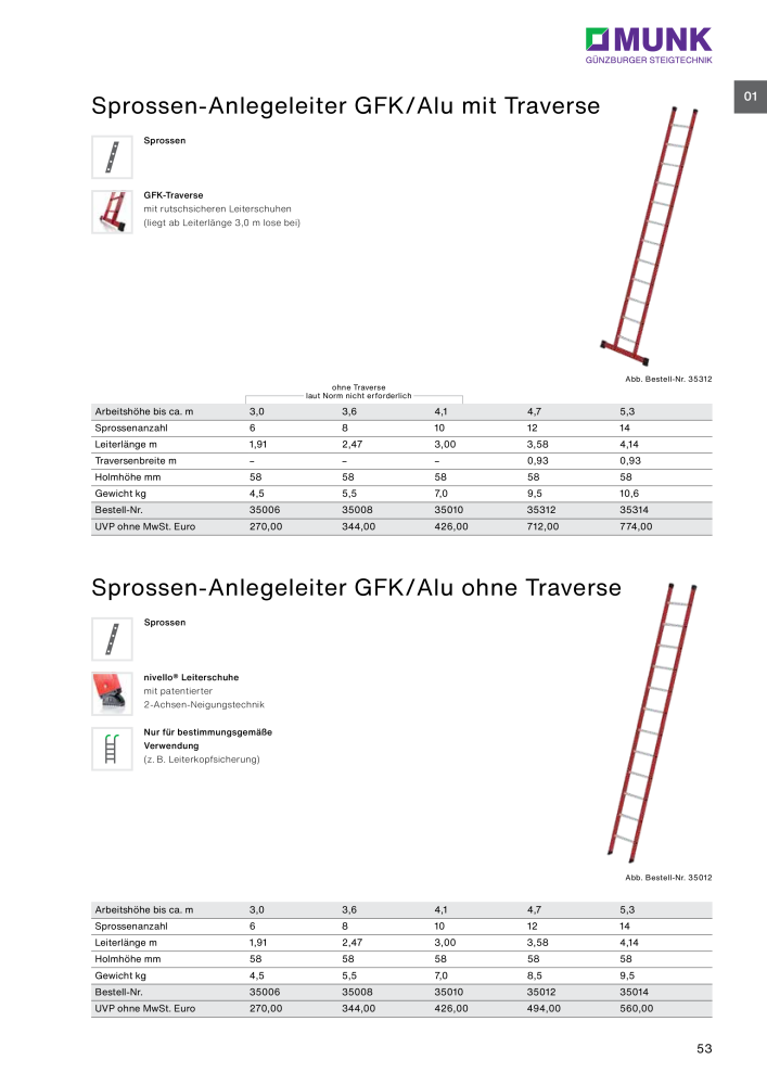 MUNK - Leitern, Plattformen, Podesttreppen und FlexxLift NR.: 20318 - Seite 53