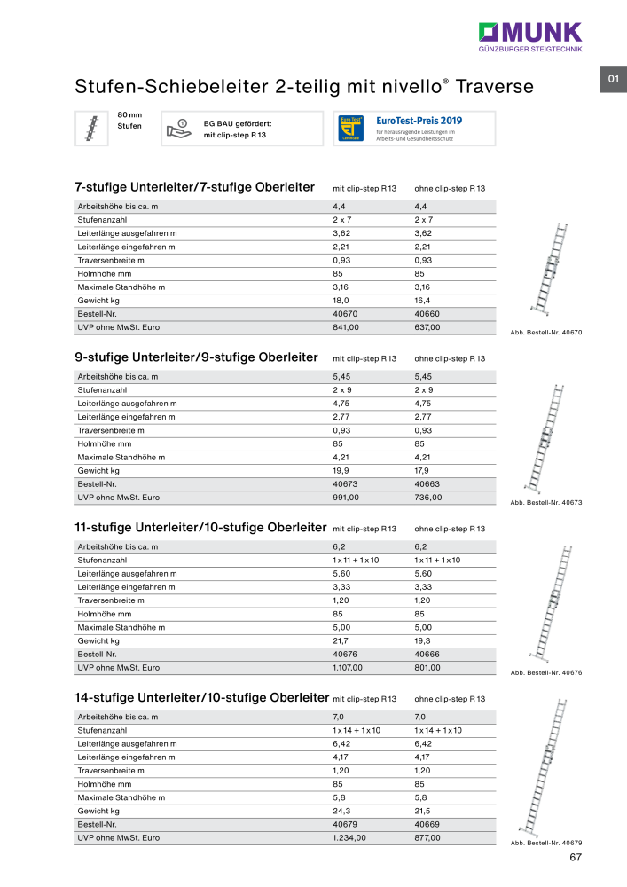 MUNK - Leitern, Plattformen, Podesttreppen und FlexxLift NR.: 20318 - Seite 67