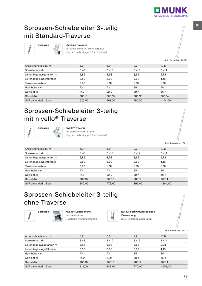MUNK - Leitern, Plattformen, Podesttreppen und FlexxLift NR.: 20318 - Pagina 73