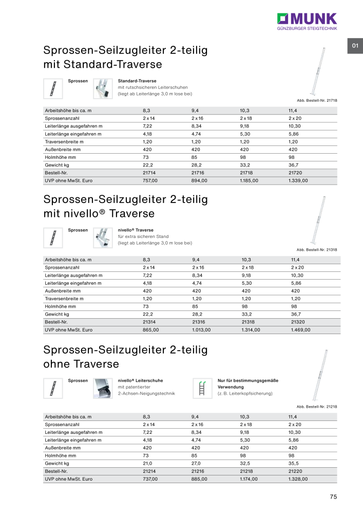 MUNK - Leitern, Plattformen, Podesttreppen und FlexxLift NR.: 20318 - Pagina 75