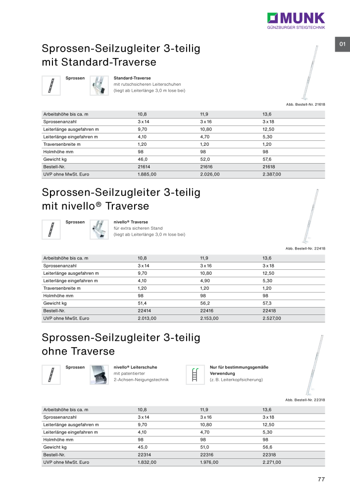 MUNK - Leitern, Plattformen, Podesttreppen und FlexxLift NR.: 20318 - Seite 77