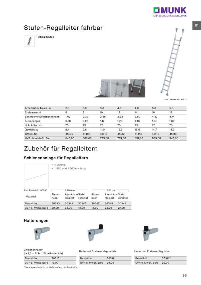 MUNK - Leitern, Plattformen, Podesttreppen und FlexxLift NR.: 20318 - Seite 93