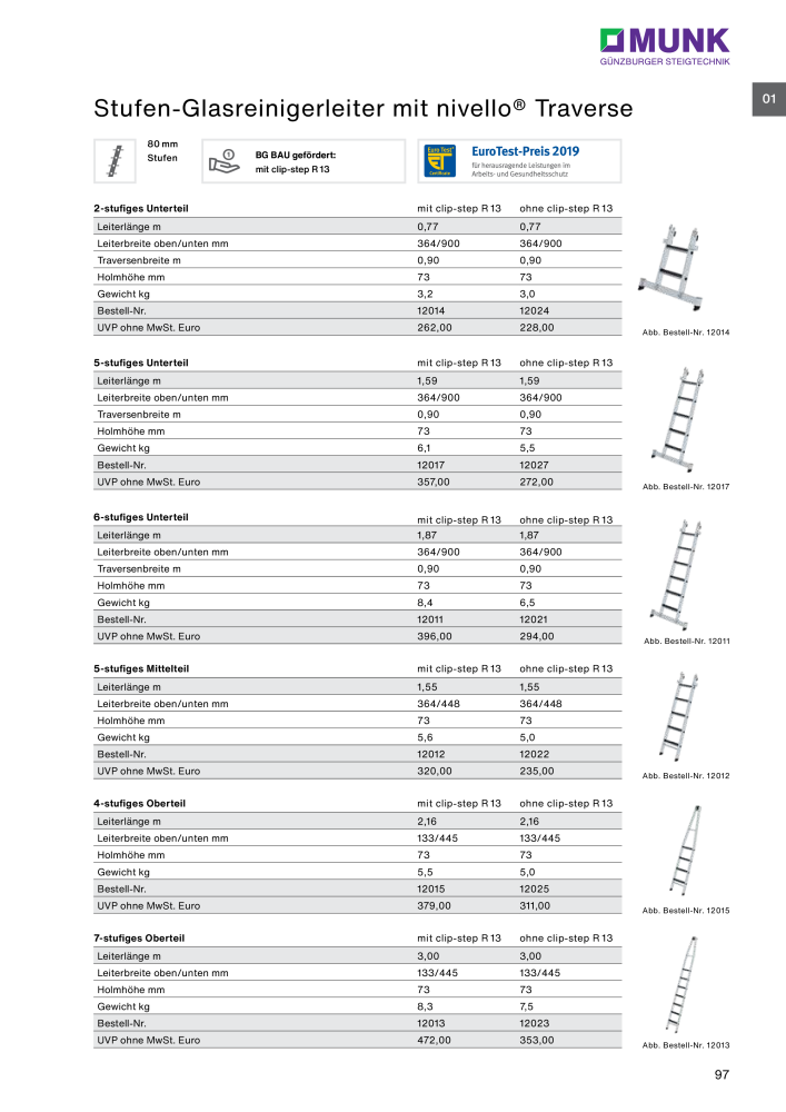 MUNK - Leitern, Plattformen, Podesttreppen und FlexxLift NR.: 20318 - Seite 97