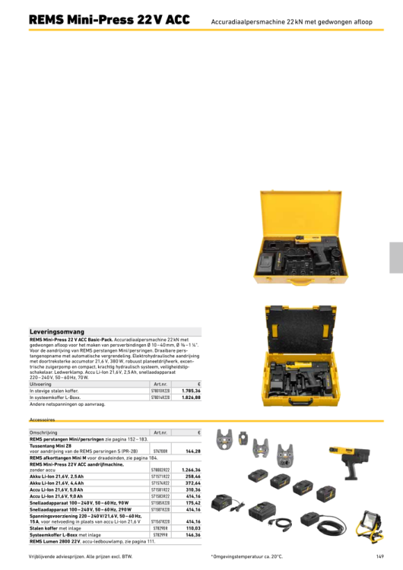 REMS Mini-Press 22V ACC aandrijfmachine 578002 R22