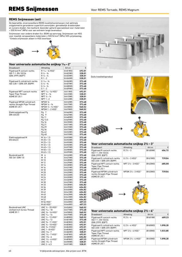 REMS Snijbekken NPT 1/16-1/8”, set 341411 RHSS