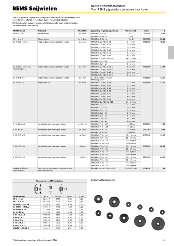 REMS snijwiel P 10-40, s7 290023 R