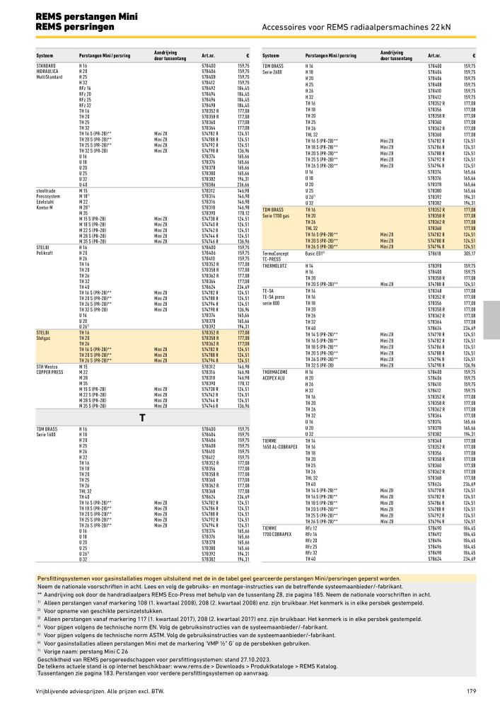 REMS Hoofdcatalogus Buisverwerking NR.: 20322 - Seite 179