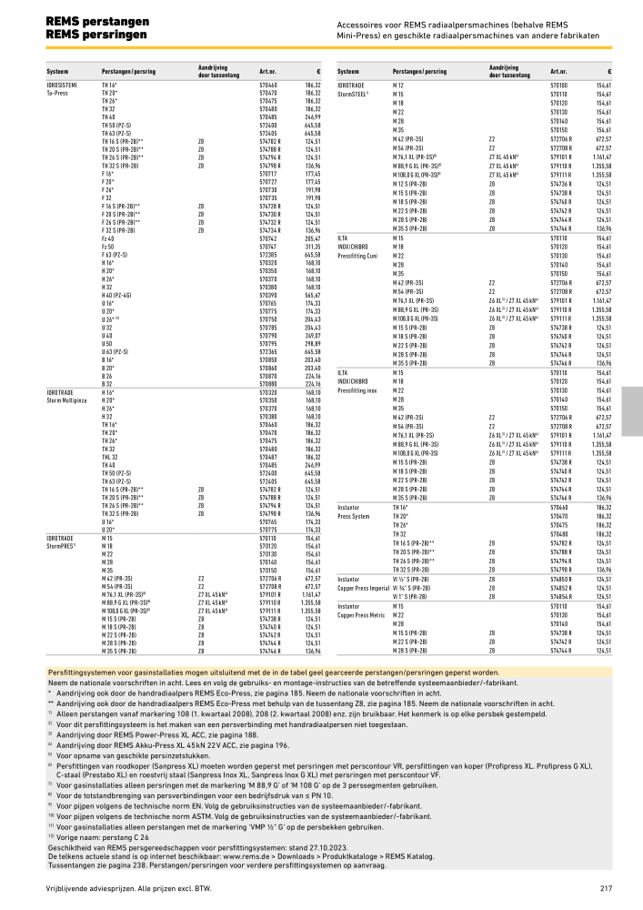 REMS Hoofdcatalogus Buisverwerking NR.: 20322 - Seite 217