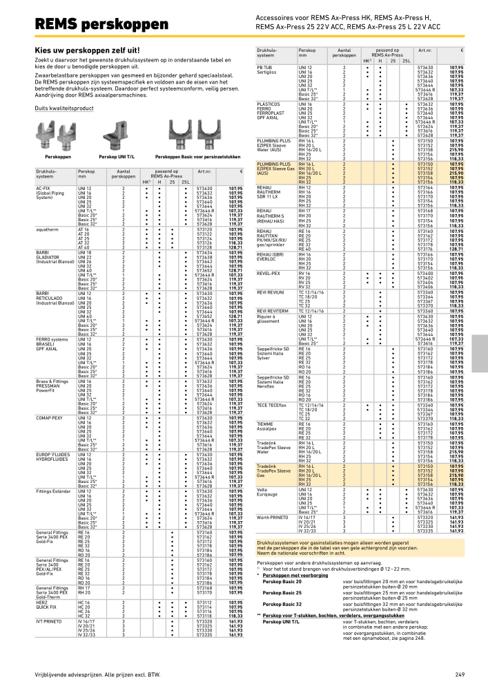 REMS Hoofdcatalogus Buisverwerking NR.: 20322 - Pagina 249