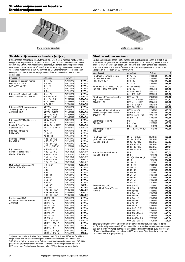 REMS Hoofdcatalogus Buisverwerking NR.: 20322 - Pagina 44