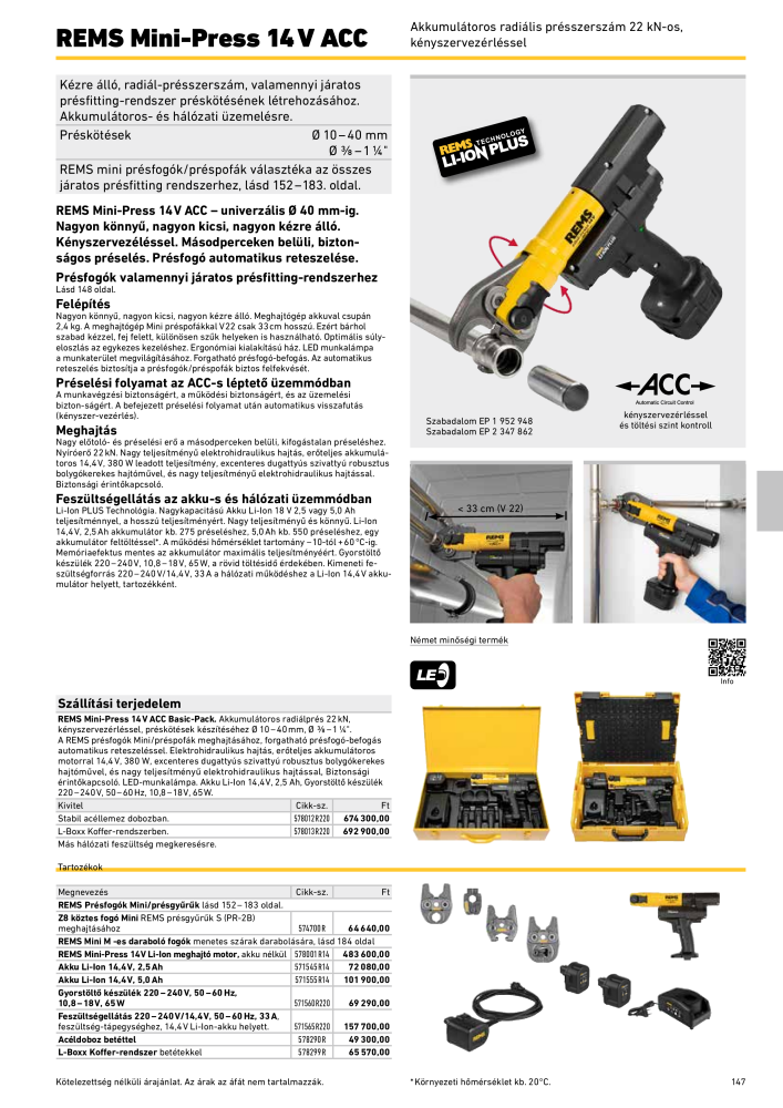 REMS Főkatalógus csőfeldolgozás NR.: 20324 - Pagina 147