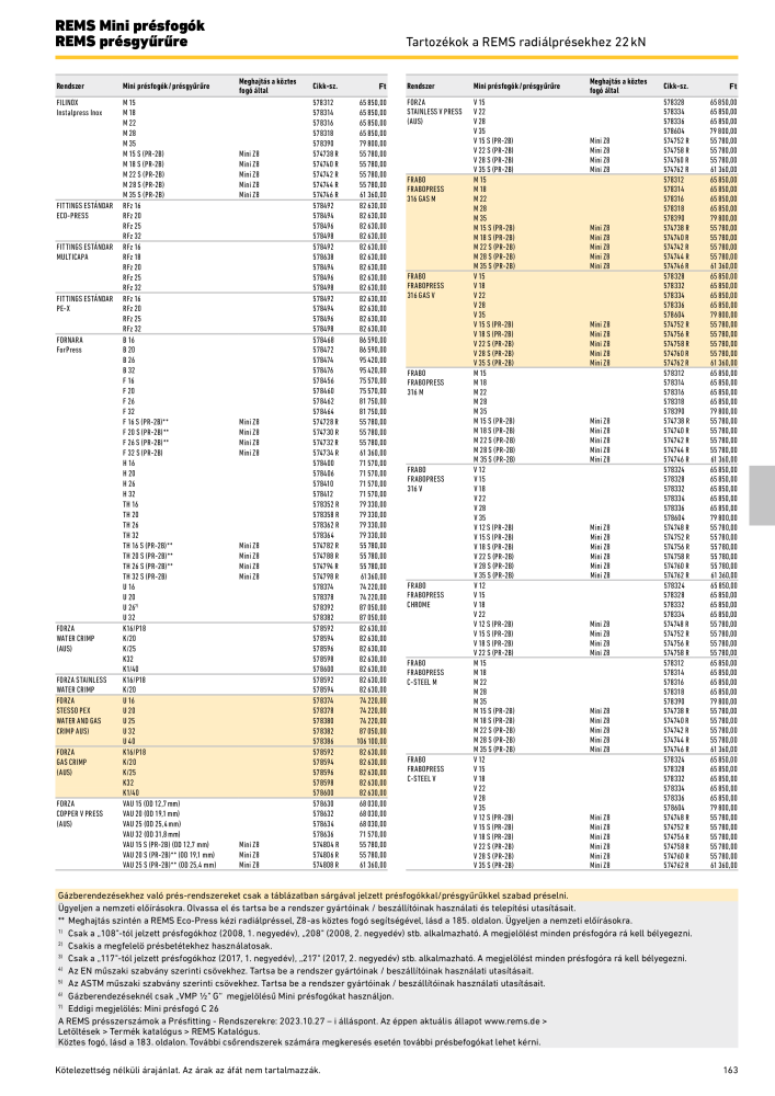 REMS Főkatalógus csőfeldolgozás NR.: 20324 - Pagina 163