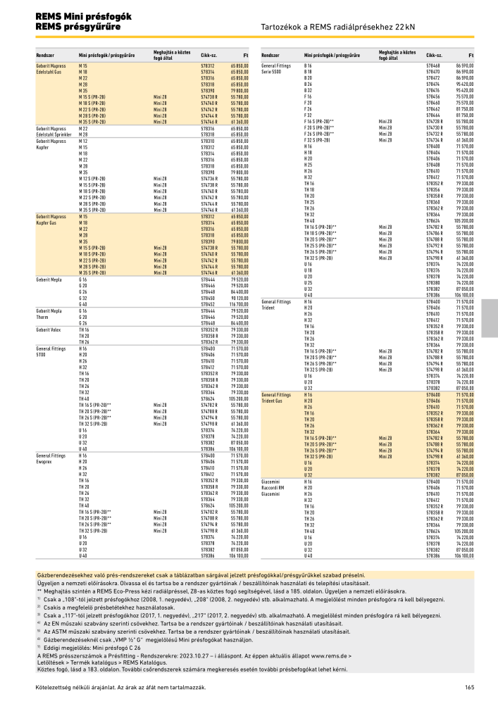 REMS Főkatalógus csőfeldolgozás NR.: 20324 - Pagina 165
