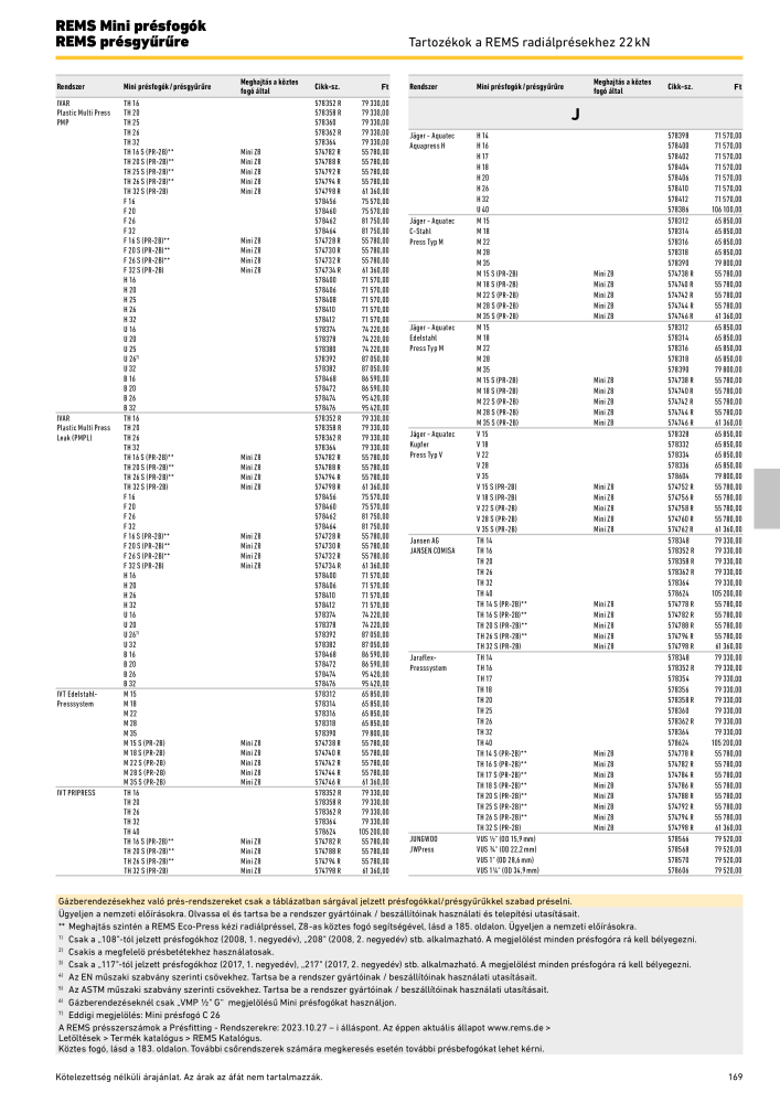 REMS Főkatalógus csőfeldolgozás NR.: 20324 - Pagina 169