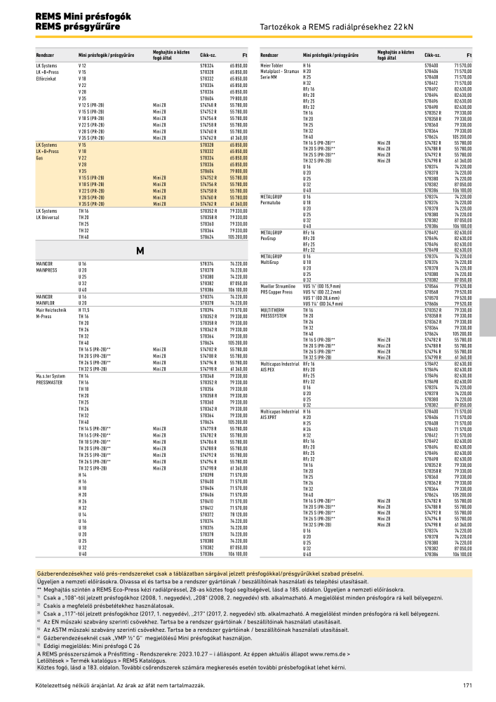 REMS Főkatalógus csőfeldolgozás Nº: 20324 - Página 171