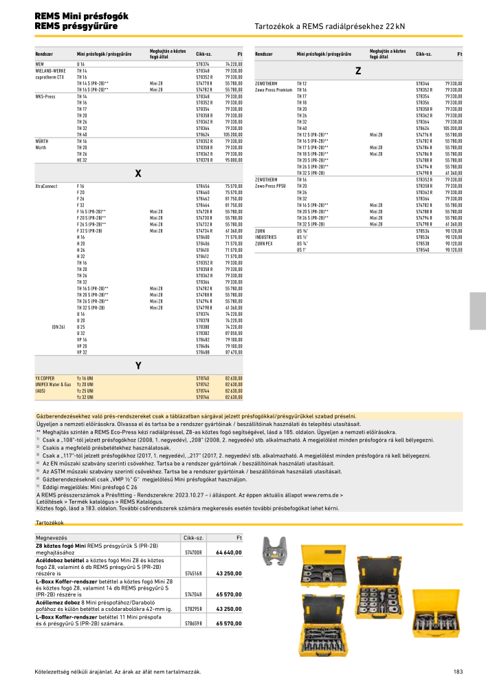 REMS Főkatalógus csőfeldolgozás NR.: 20324 - Pagina 183