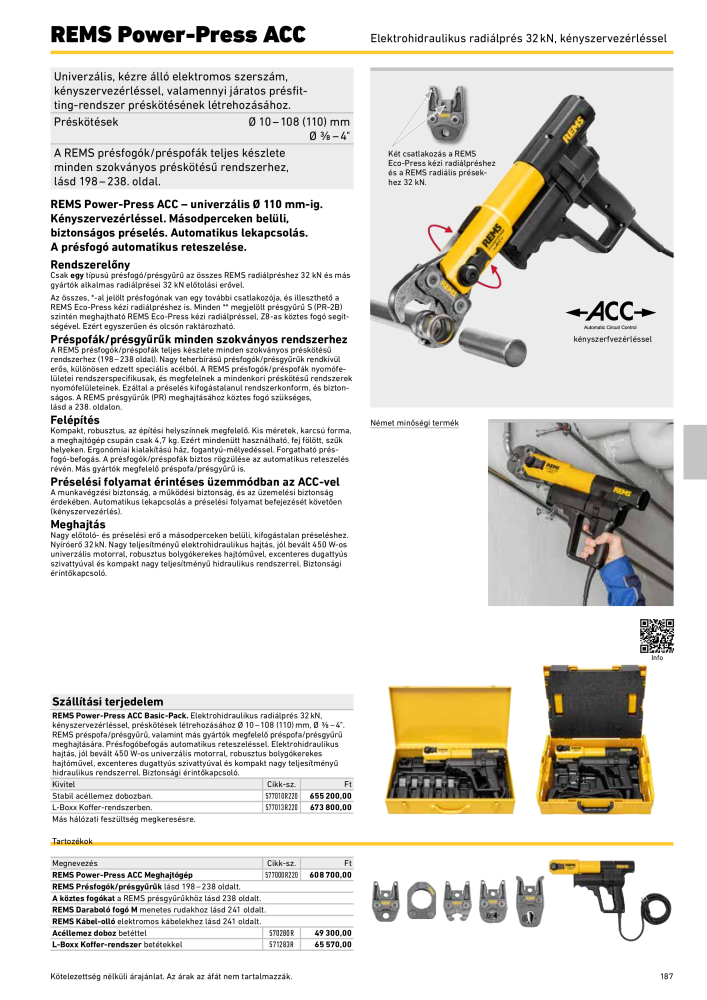 REMS Főkatalógus csőfeldolgozás NR.: 20324 - Seite 187