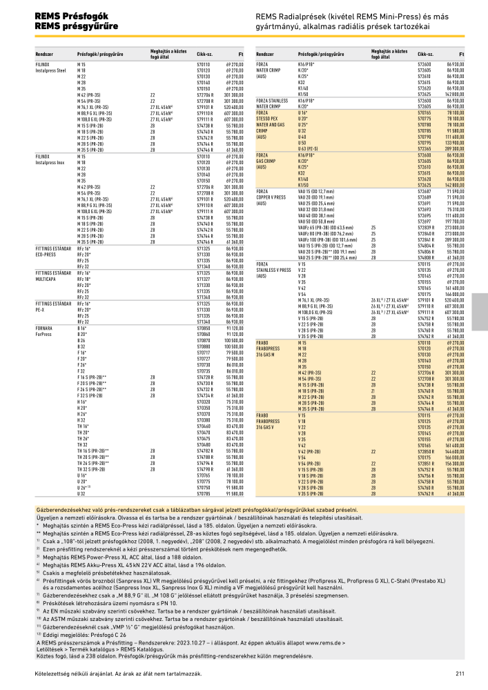 REMS Főkatalógus csőfeldolgozás Nº: 20324 - Página 211