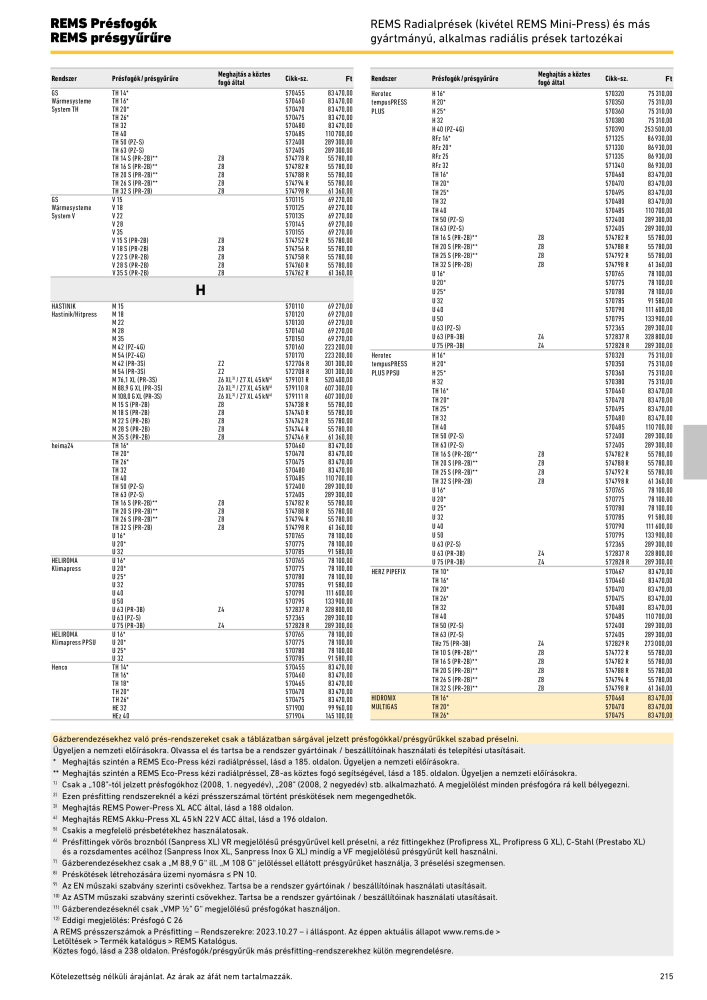 REMS Főkatalógus csőfeldolgozás NR.: 20324 - Pagina 215
