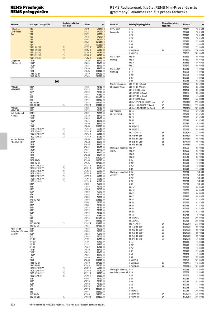 REMS Főkatalógus csőfeldolgozás NR.: 20324 - Seite 222