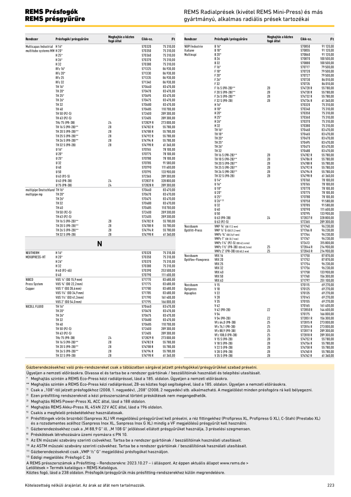 REMS Főkatalógus csőfeldolgozás NR.: 20324 - Pagina 223