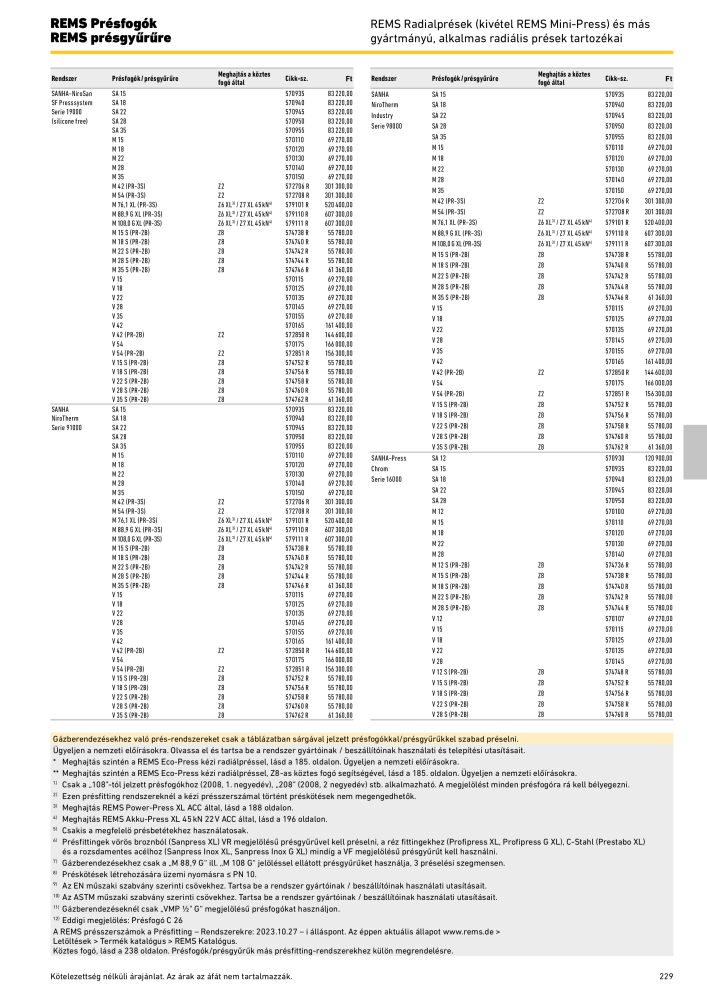 REMS Főkatalógus csőfeldolgozás Nº: 20324 - Página 229
