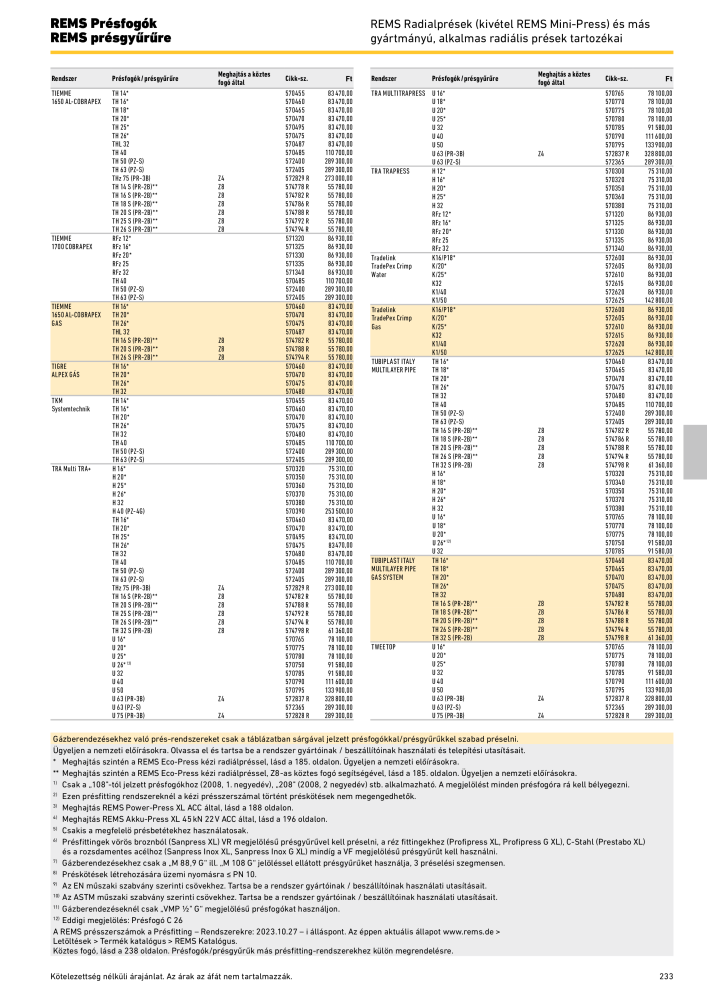 REMS Főkatalógus csőfeldolgozás Č. 20324 - Strana 233
