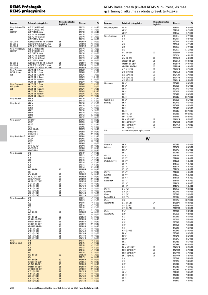 REMS Főkatalógus csőfeldolgozás Nº: 20324 - Página 236