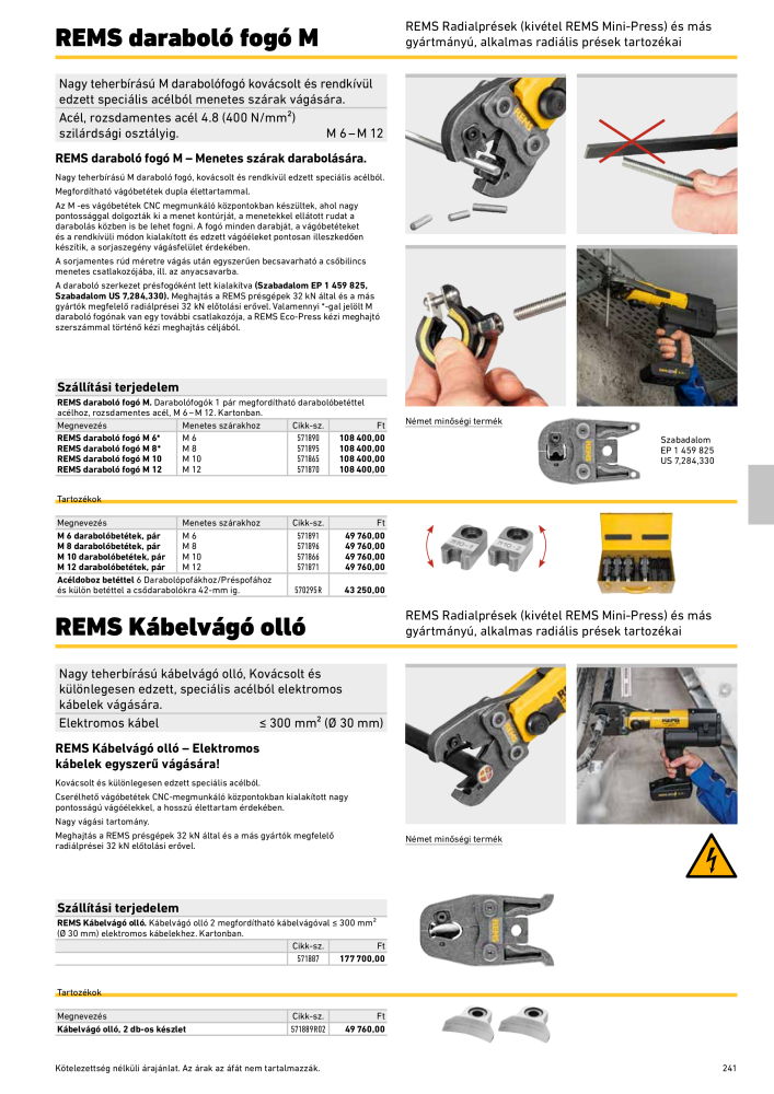 REMS Főkatalógus csőfeldolgozás Nº: 20324 - Página 241