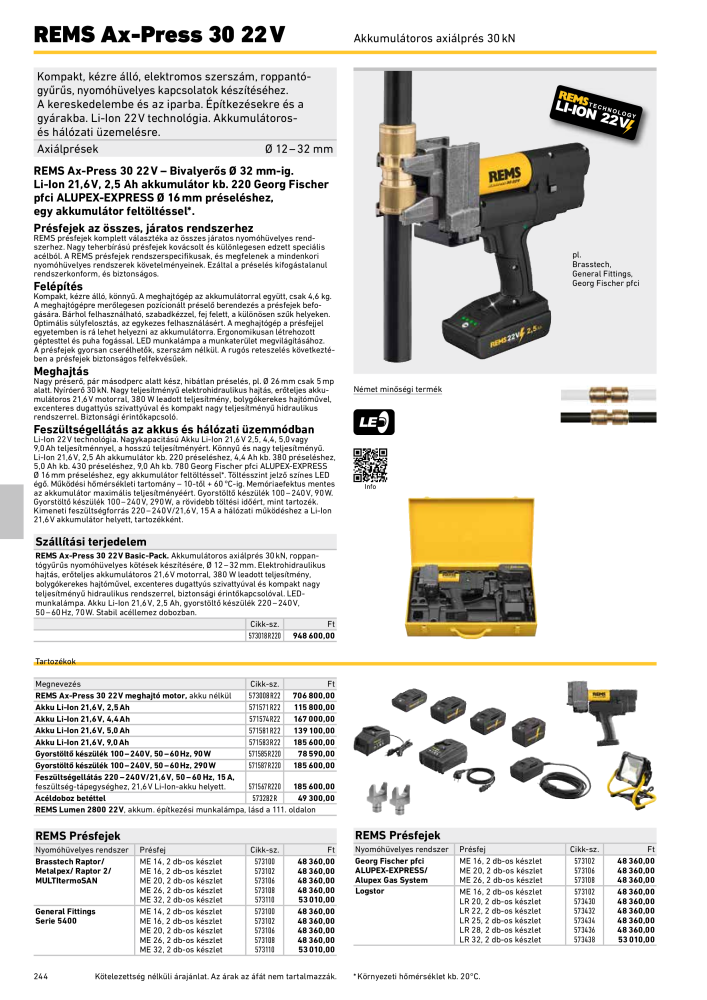 REMS Főkatalógus csőfeldolgozás NR.: 20324 - Pagina 244
