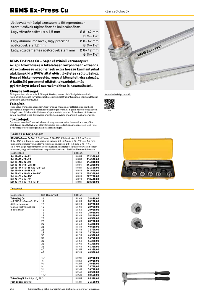 REMS Főkatalógus csőfeldolgozás Nº: 20324 - Página 252