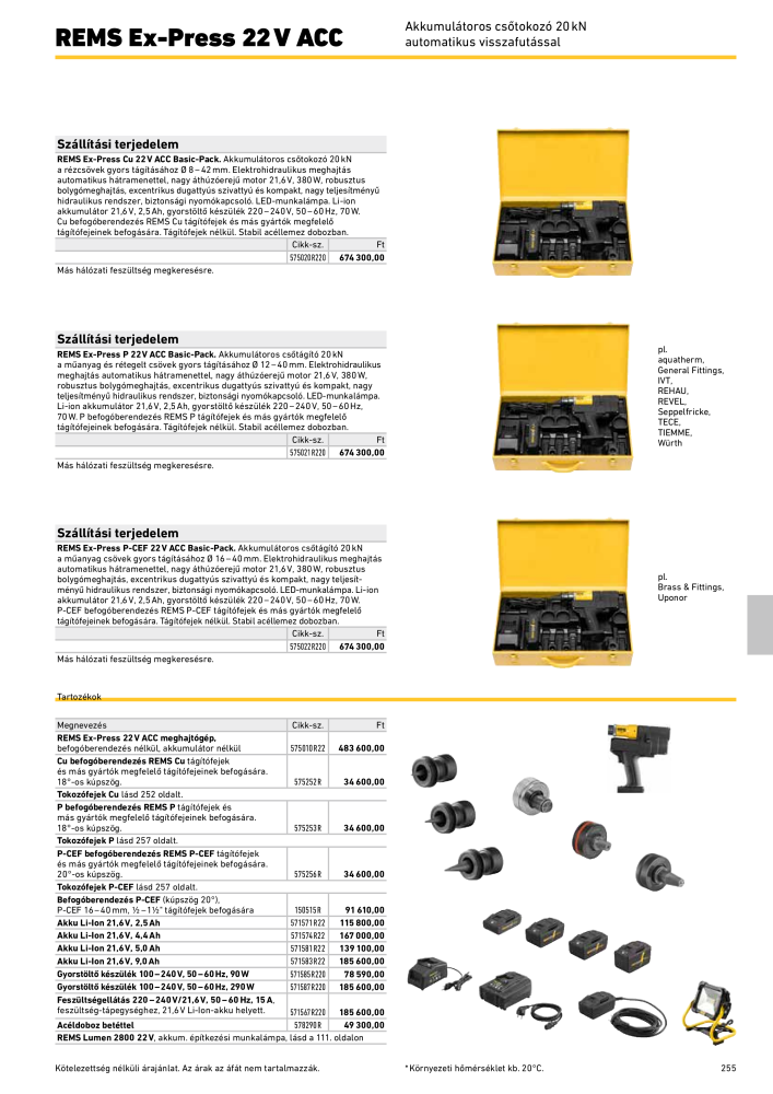 REMS Főkatalógus csőfeldolgozás NR.: 20324 - Pagina 255