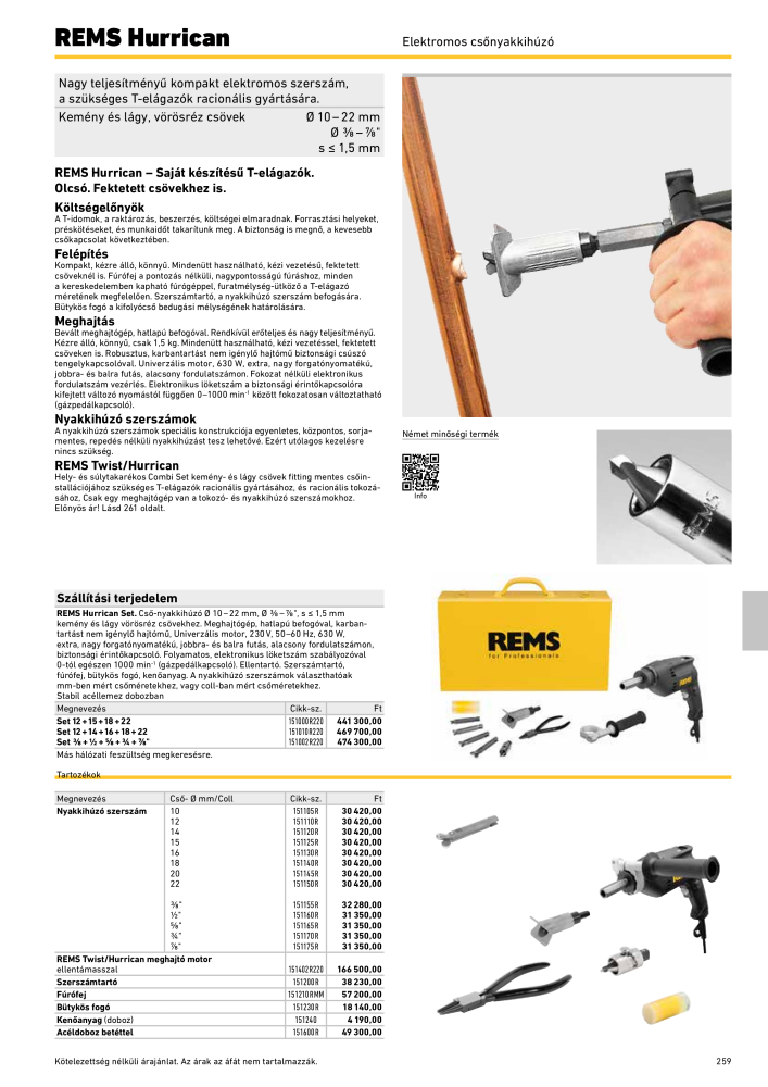 REMS Főkatalógus csőfeldolgozás NR.: 20324 - Pagina 259