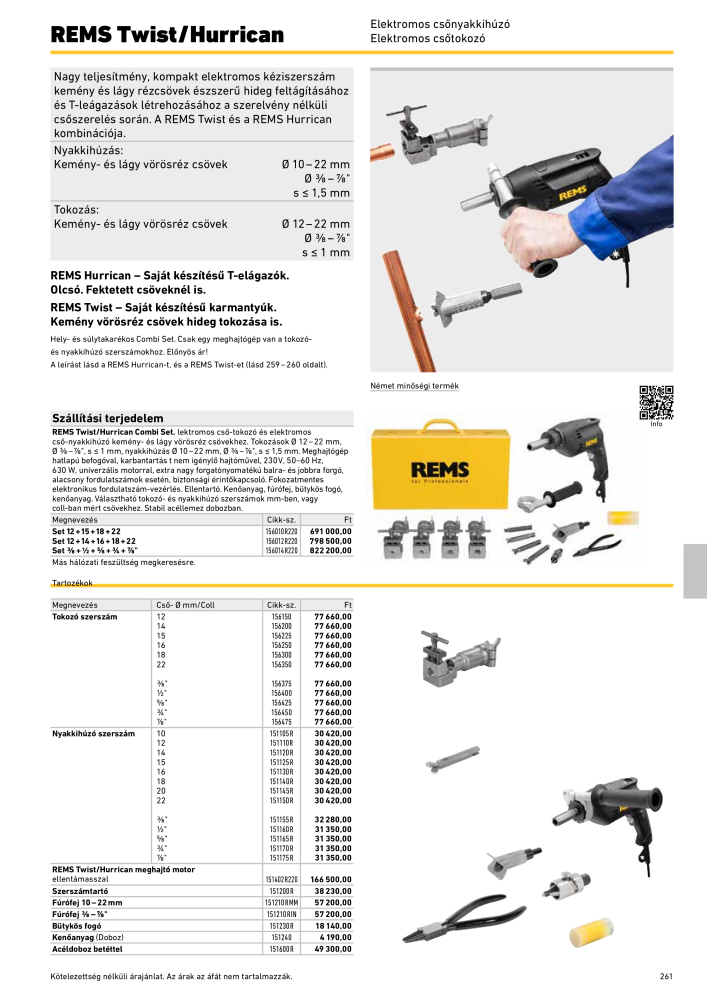REMS Főkatalógus csőfeldolgozás NR.: 20324 - Seite 261