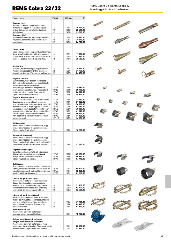 REMS Főkatalógus csőfeldolgozás Nº: 20324 - Página 289