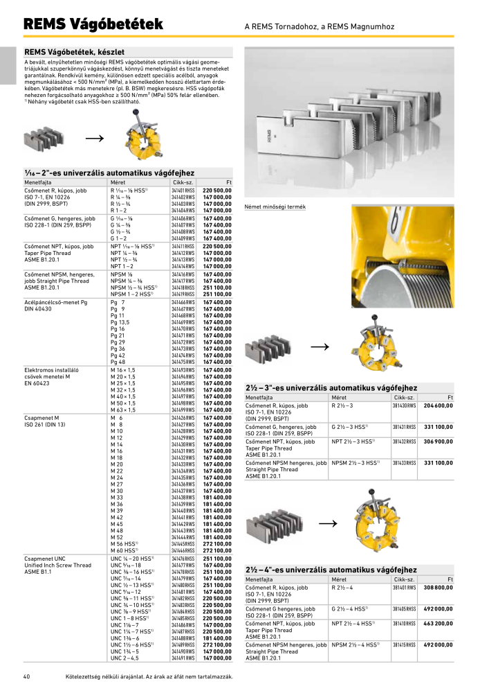 REMS Főkatalógus csőfeldolgozás NR.: 20324 - Pagina 40