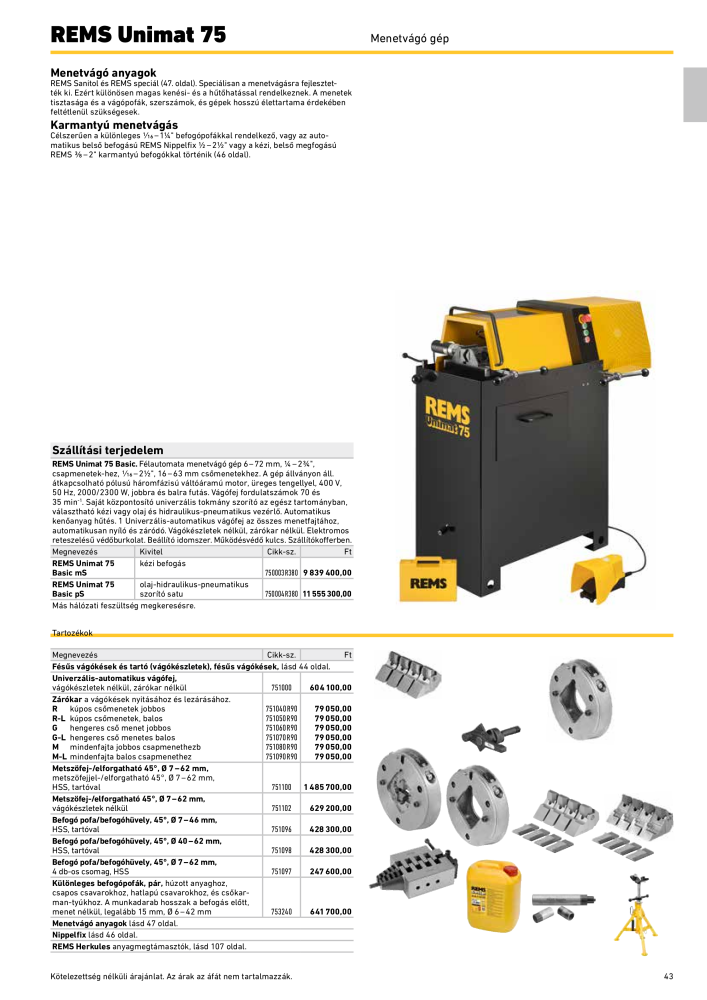 REMS Főkatalógus csőfeldolgozás NR.: 20324 - Pagina 43