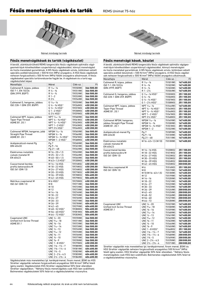 REMS Főkatalógus csőfeldolgozás NR.: 20324 - Pagina 44