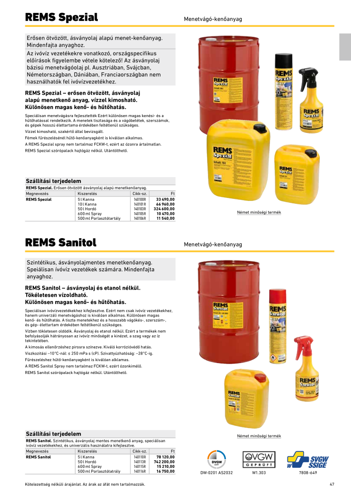 REMS Főkatalógus csőfeldolgozás Nº: 20324 - Página 47