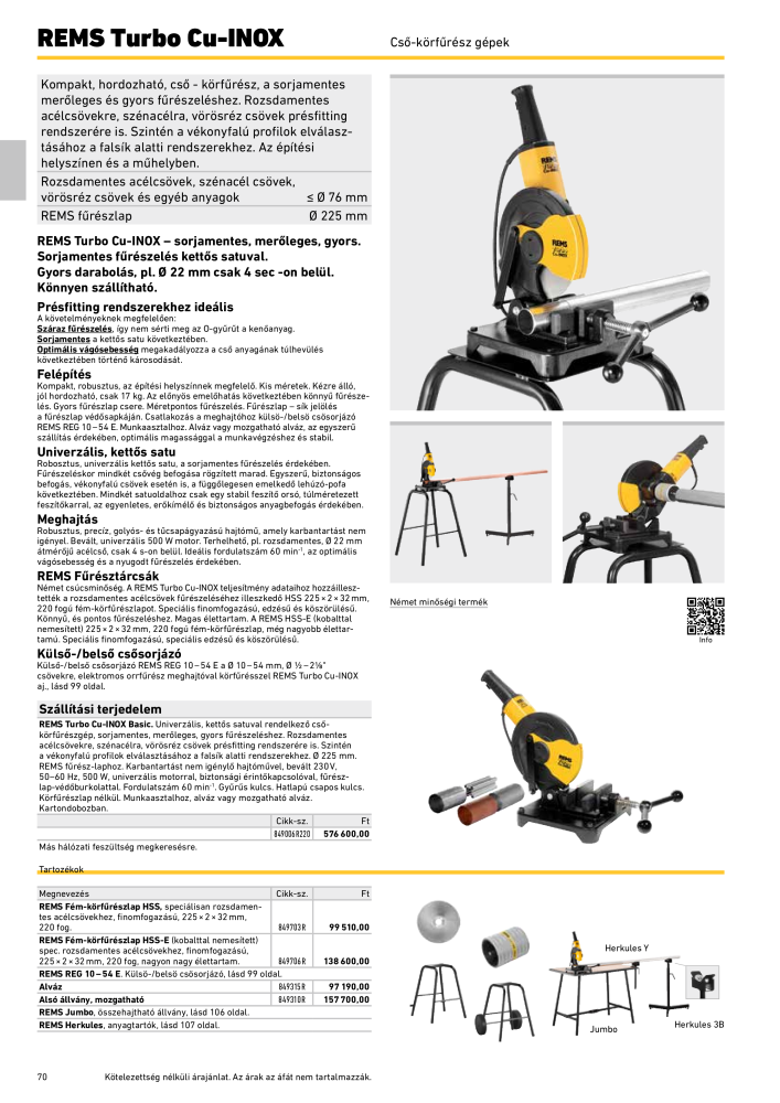 REMS Főkatalógus csőfeldolgozás NR.: 20324 - Seite 70