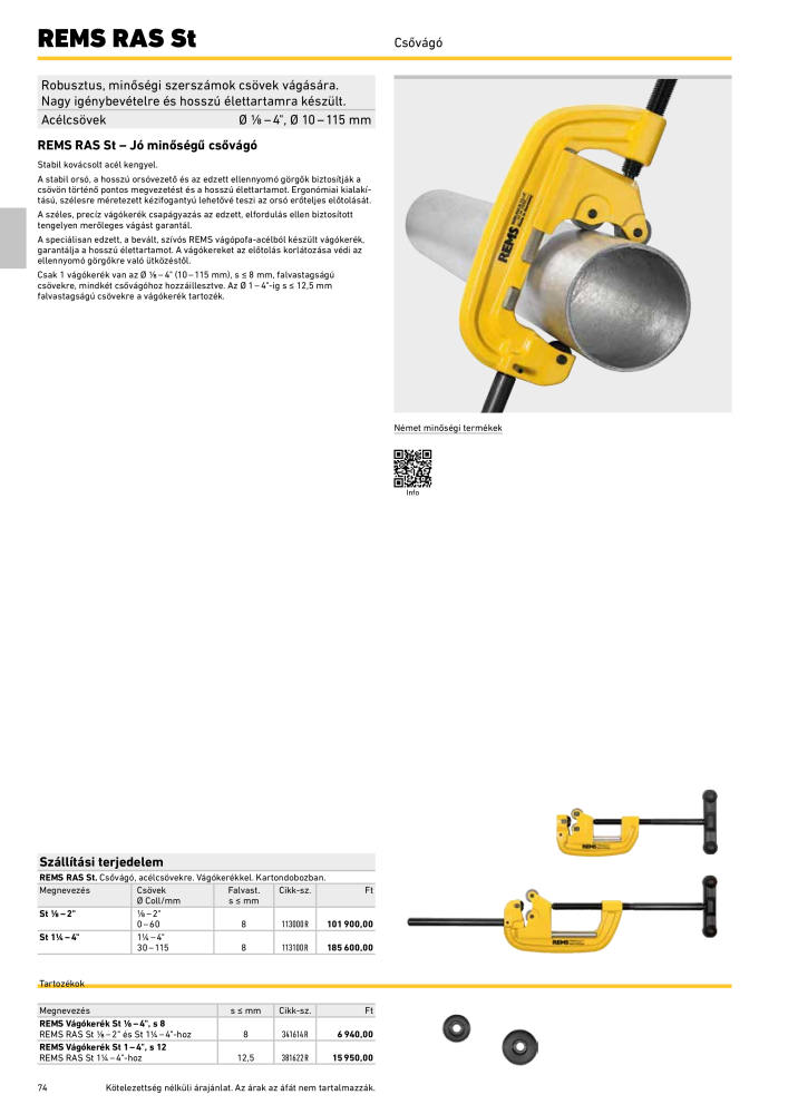 REMS Főkatalógus csőfeldolgozás NR.: 20324 - Pagina 74
