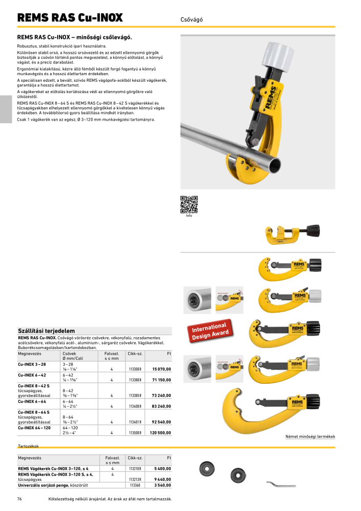 REMS Főkatalógus csőfeldolgozás NR.: 20324 - Seite 76