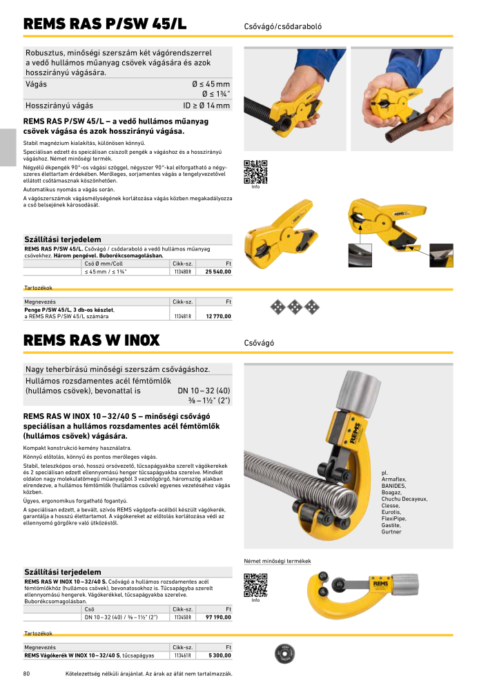 REMS Főkatalógus csőfeldolgozás NR.: 20324 - Seite 80