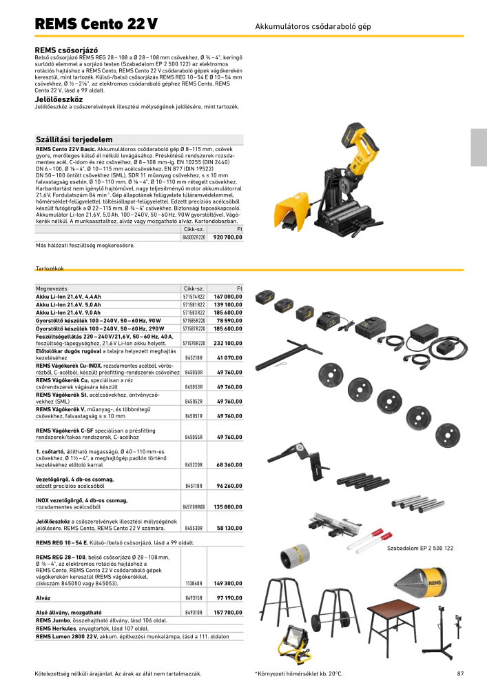 REMS Főkatalógus csőfeldolgozás NR.: 20324 - Pagina 87