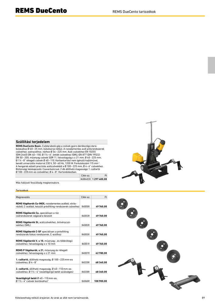 REMS Főkatalógus csőfeldolgozás NR.: 20324 - Pagina 89