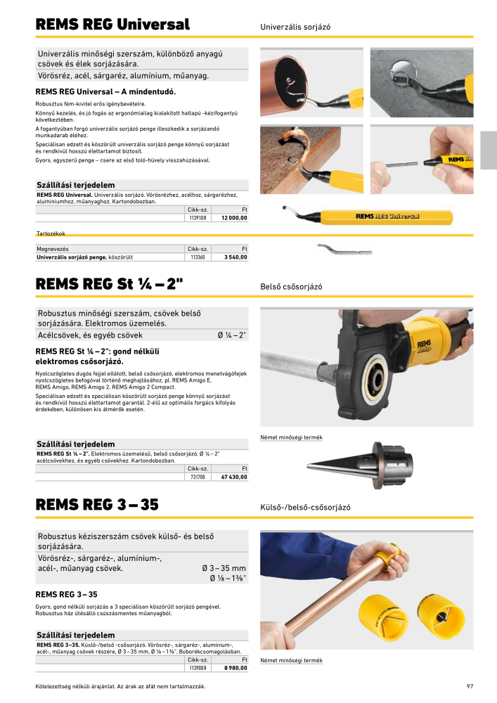 REMS Főkatalógus csőfeldolgozás NR.: 20324 - Pagina 97