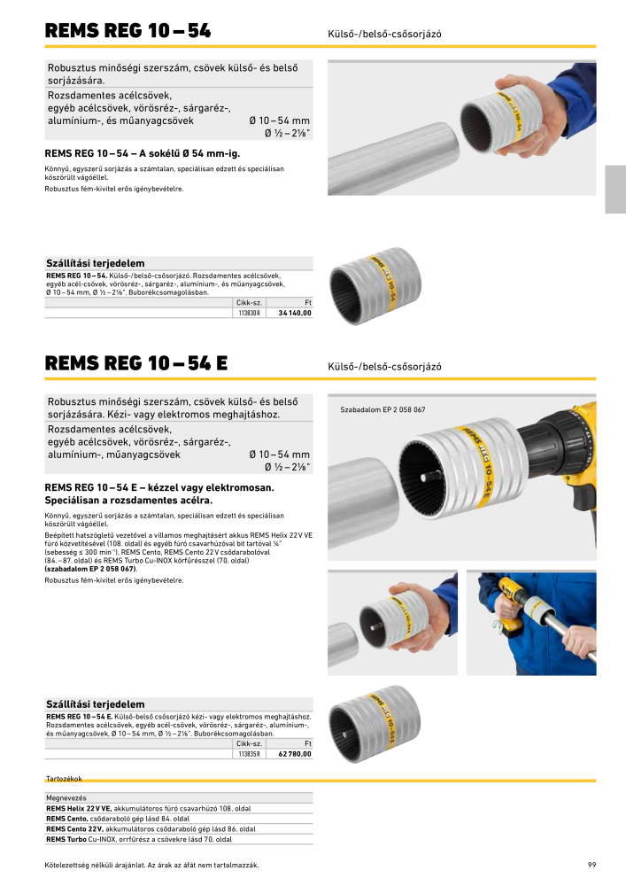REMS Főkatalógus csőfeldolgozás NR.: 20324 - Pagina 99