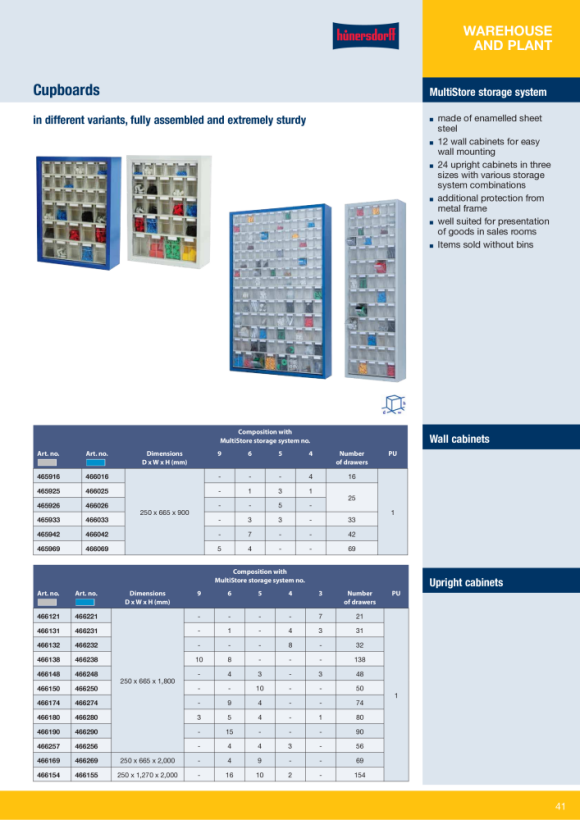 Hünersdorff MultiStore Magazin-Schrank 21,einbrennlackiertem Stahlblech, lichtgrau 466121